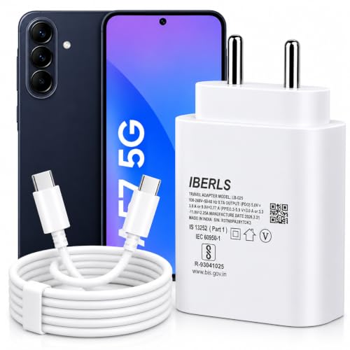 Image of 25W Pd 3A Type-C Super Fast Charging Adapter with 1M Type C Cable for Galaxy A57 /A37 /A07 /A36 /A56 /A17 /A26 /A06 /A35 /A55 / A16 /A15 /Tablet /Galaxy Watch- Charge Your Device with 25 Watt USB C Fast Charger