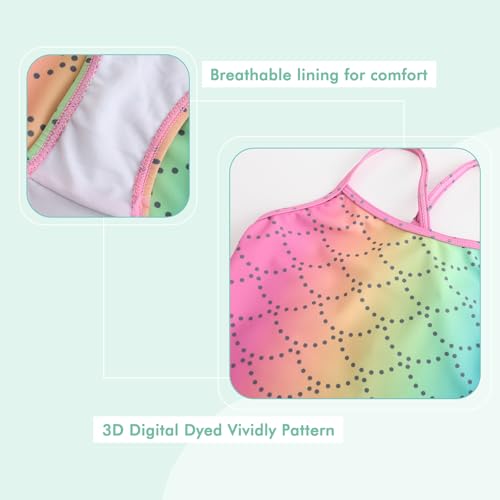 Image of Girls Two Piece Tankini Swimsuits Rainbow Striped Bathing Suit Swim Suit