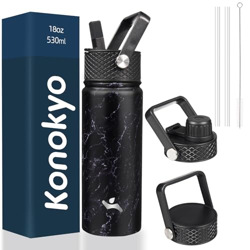 Image of Konokyo 18 oz Insulated Stainless Steel Water Bottle with Straw Lid