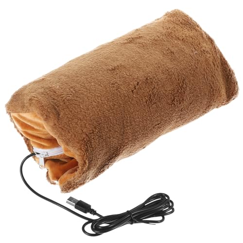 TOKIDNY Chauffe-Mains Électrique USB Portable Manchons en Flanelle Douce Rechargeable par Câble USB pour Travail sur Ordinateur Marron