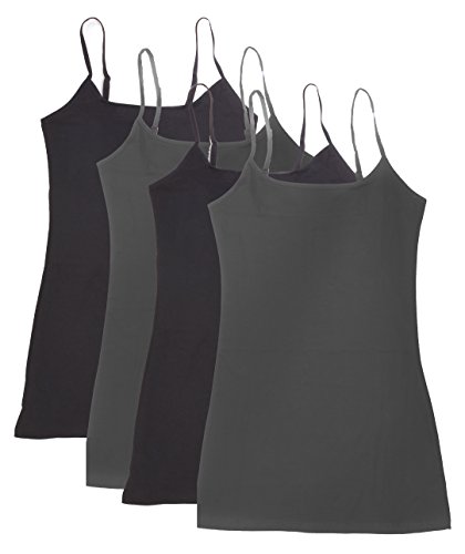 4 Pack Active Basic Women's Basic Tank Top (3X-Bk/Bk/Chcl/Chcl)