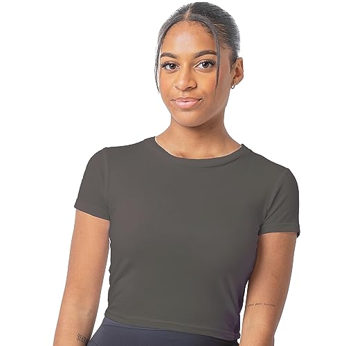 Image of The Essentials Wardrobe Ladies Crop Length T-Shirt - 8-10 - Steel Grey