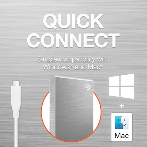 Image of Seagate One Touch 2TB External SSD up to 1030 Mb /s, for Windows and Mac, with Android App, 3 yr Data Recovery Services, Portable SSD Silver, 6 Month Mylio Create (STKG2000401)