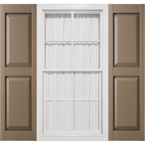 14 3/4"W x 55"H Mid-America Vinyl, Standard Size Williamsburg Double Panel Shutters, w/Installation Shutter-Lok's & Matching Screws (Per Pair), 385 - French Roast by Mid America - Used condition - US$63.37