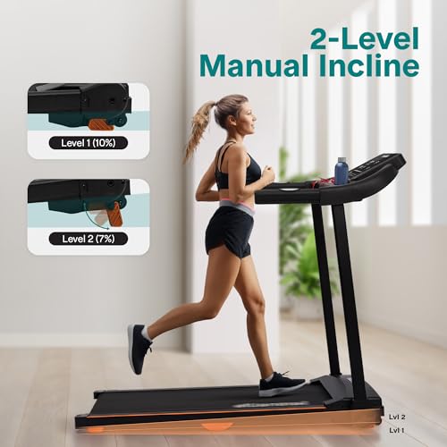 Image of SereneLife Treadmill with Incline & Handle Bars | Compact Portable Walking Pad & Treadmill for Home /Apartment | Wide Running Belt 40 inch x 16 inch | Includes Workout Trainer Program with Bluetooth App