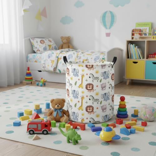 Image of Baby Laundry Hamper kids laundry Basket Waterproof Laundry Bag for Bedroom Clothes Organizer Room Decor(Animal)