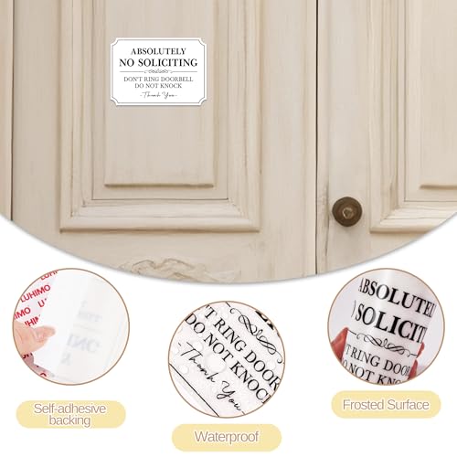Image of No Soliciting Sign for Front Door,Self-Adhesive Elegant Do Not Knock or Ring Doorbell No Soliciting Sticker for Home, No Solicitors Sign for Doorbell, House Door, Home, Office (WHITE)