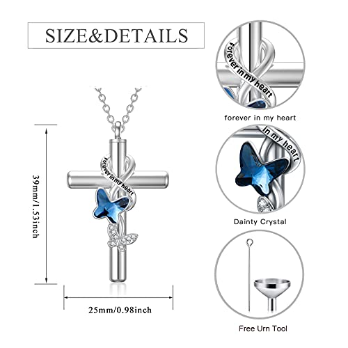Cross Urn Necklace for Ashes 925 Sterling Silver Cremation Jewelry with Funnel Filler Kit Ashes Necklace for Human Women Girl Pets2