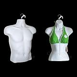 Torso Female + Male Body Mannequin Forms Set (Waist Long) For S-M Sizes - White