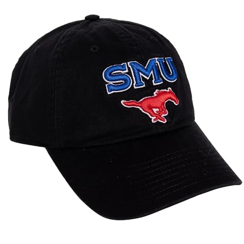 Desert Cactus Southern Methodist University Baseball Hat SMU Mustangs Brimmed Embroidered Cap Adjustable Cloth Strap Adult (Style D) Black