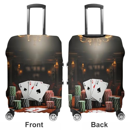 Poker Tournament Elastic Luggage Cover Suitcase Protector for 19-32 Inch Suitcases | Universal Stretchable Travel Bag Cover | Anti-Scratch, Washable with Zipper Closure S3