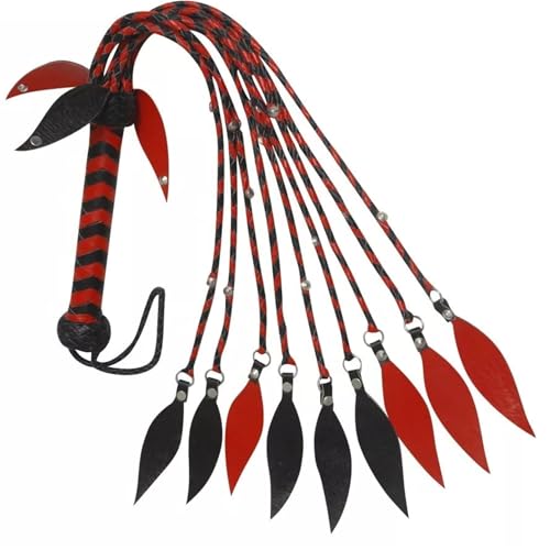 Real Leather Flogger 09 Braided Falls | Leather Floggers Whip with Handle for Fun Whip for Cosplay Riding
