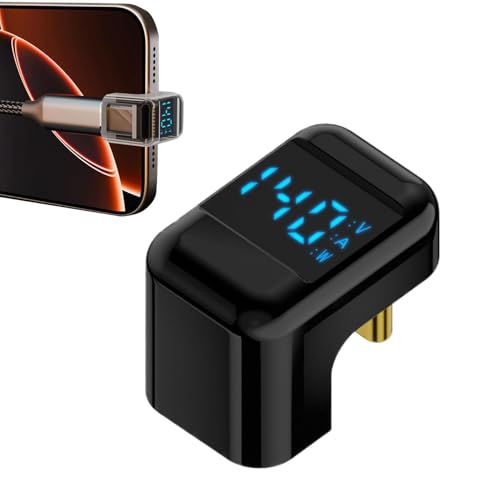 Convertidor tipo C hembra a tipo C macho, adaptador tipo C con pantalla digital,Adaptador tipo C de ángulo de 180 grados de 40 Gbps | Adaptador portátil tipo C para viajes, vida quot