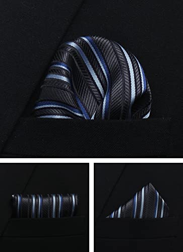 Image of Striped Plaid Polka Dot Mens Tie Formal Necktie Pocket Squares Ties Clips Cufflinks Classic for Men Set
