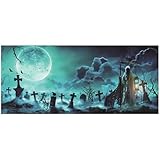 Atmósfera de Halloween definitiva: midiendo 480x210 cm/16x7 pies, nuestra pancarta de puerta de garaje de Halloween transforma instantáneamente su espacio en una escena escalofriante, capturando la esencia misteriosa de Halloween con sus audaces diseños.
