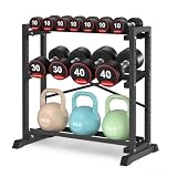 Eocnrhe Dumbbell Rack Stand Only, Weight Rack for Home Gym, 3-Tier Adjustable Dumbell Rack, Heavy-Duty Weight Stand for Dumbbells Kettlebells & Weight Plates(Rack Only)