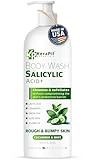 KERAPIL Exfoliating Body Wash with Salicylic Acid - No Dry Out, Gentle Exfoliates Rough and Bumpy Skin, Body Acne Wash, BHA & AHA - Cucumber and Mint Salicylic Acid Body Wash - (16 fl oz)