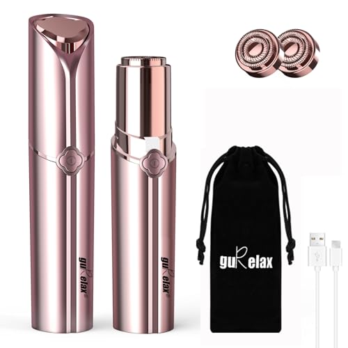 Image of gurelax Facial Hair Remover for Women,Mini Hair Removal Device with Velvet Bag, Rechargeable Face Shavers for Women,with Smart Light, Portable, Peach Fuzz for Female Face, Chin, Arms