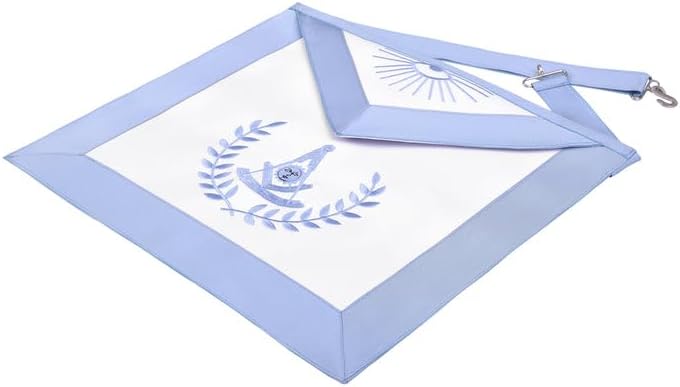 Bricks Masons Past Master Blue Lodge Apron - Light Blue Grosgrain Ribbon With Wreath