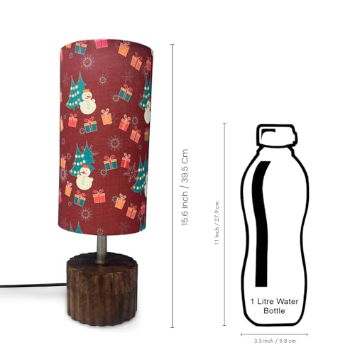 Image of ExclusiveLane 'Santa Christmas Cheer' Mango Wooden Chirstmas Table Lamp for Bedroom (39.5 Cm, Without Bulb, Handcrafted) |Table Lamp for Living Room Christmas Gifts for Home Chirstmas Decoration Items