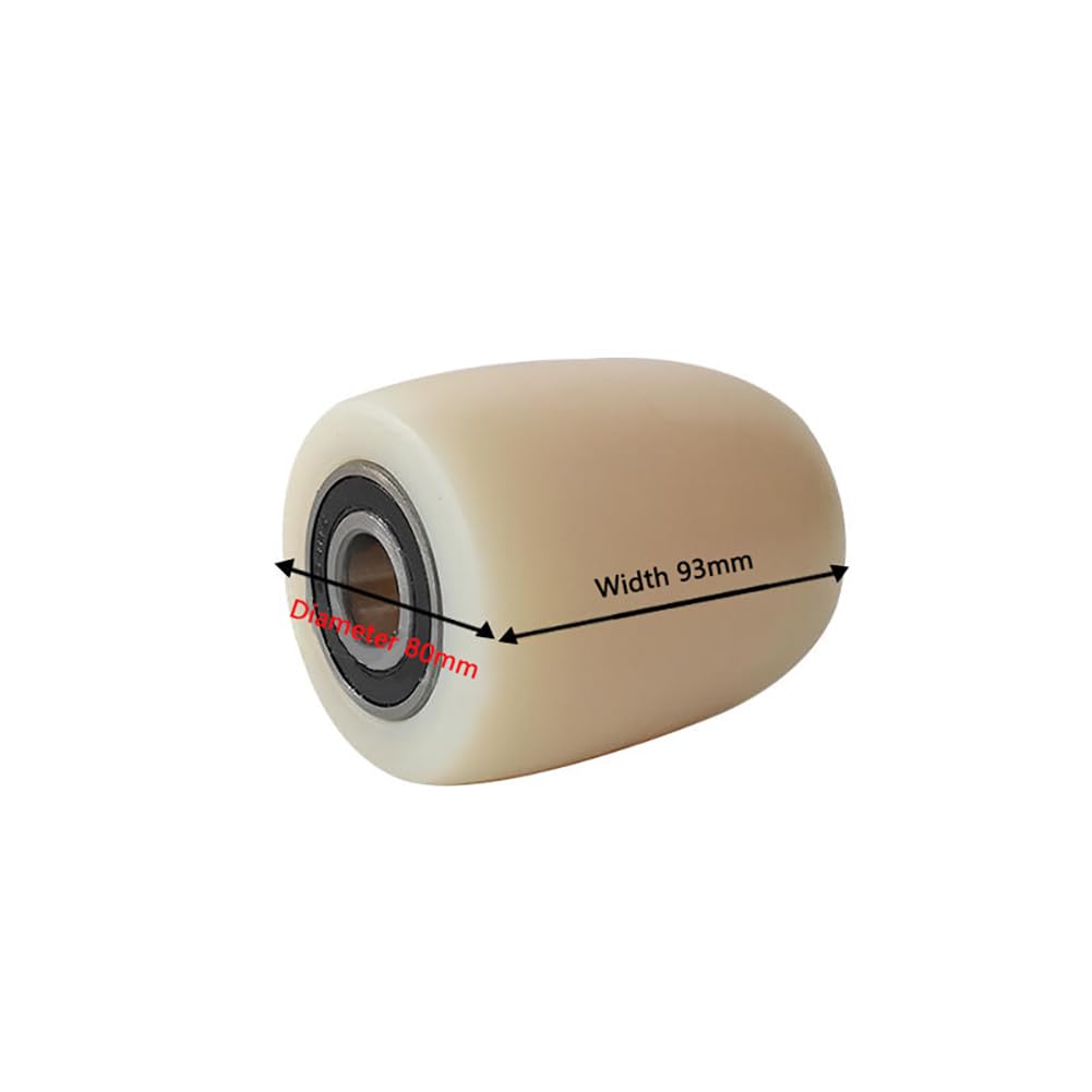 Paletten Fixierer Rad Für Hubwagen Gabelhubwagen-Rollen, Durchmesser 80mm, Breite 93mm, Eingebaute 6204 Lager, Bohrung 20mm, Nylon-Lasträder Trommel-Rad 80x93x20mm Tragfähigkeit 600KG (4 Stück)