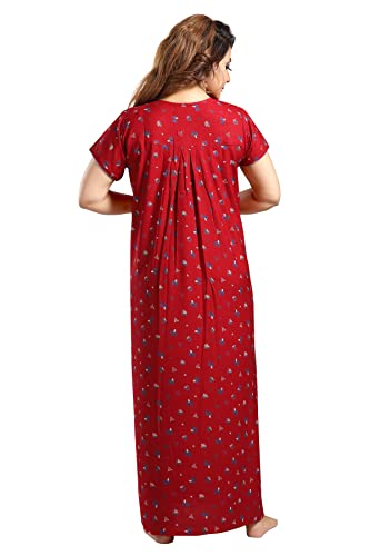 Image of Soulemo Women's Cotton, Rayon & Polyester Printed Maxi Nighty (Alpine) 861