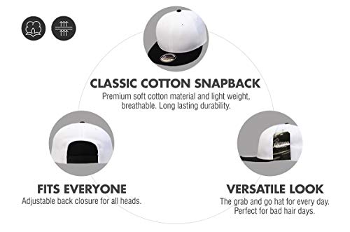 Image of KBETHOS Classic Snapback Hat Blank Cap Underbrim Cotton Wool Blend Flat Visor Adjustable Unisex