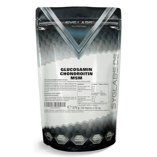Glucosamin Chondroitin MSM + Vitamin C hochdosiert - 500 Tabletten für 4 Monate - laborgeprüft