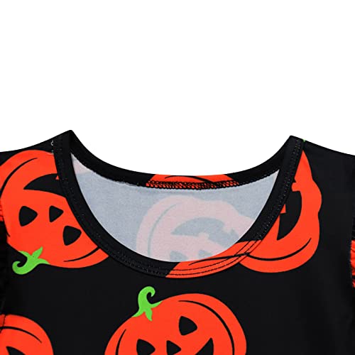 Vestido Chambray Denim Criança Crianças Meninas Infante Manga Longa Desenhos Animados Halloween Abób