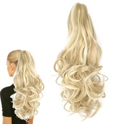 Ponytail Extension, 40cm Long Clip-In Hair Extension for Women, Quick Change Hairstyle for Weddings, Parties & Everyday Use, Secure Hold for Medium to Thick Hair, Golden Blonde Shade