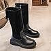 Girls Suede Knee High Boots Side Zipper Bowknot High Top Riding Shoes Fall Winter Fashion Long Boots Black