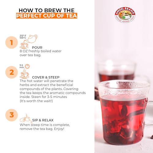 Angel Brand Sorrel Tea Bags 20 – Hibiscus Flower Tea for Refreshing Flavor &