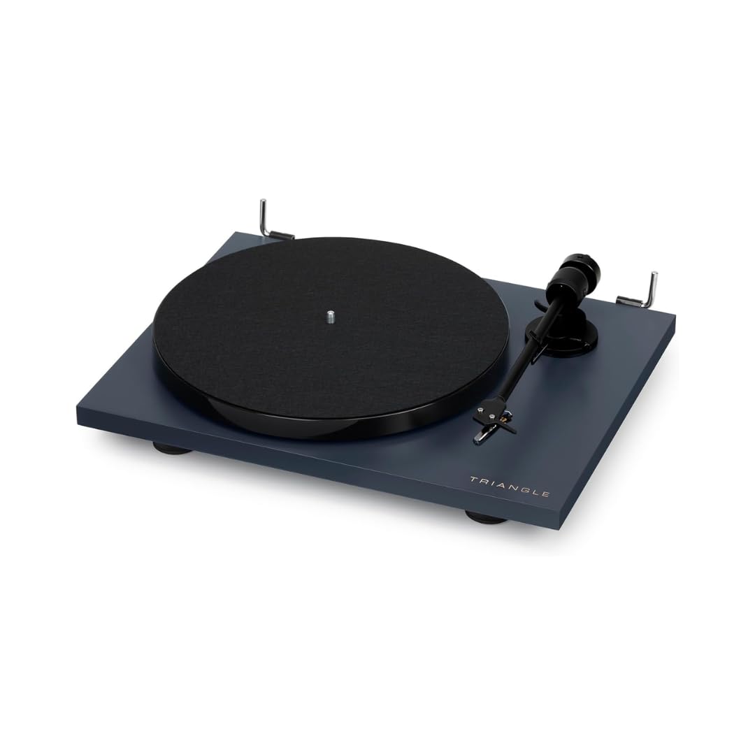triangle - Lunar 1 Turntable - 33/45 RPM Belt-Driven Manual Turntable - Integrated OM-5E Cartridge - 420 x 112 x 330 mm - Blue