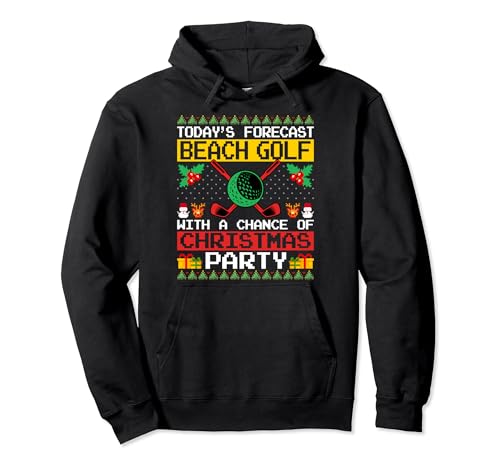 Beach Golf Christmas Party Beach Golf Player Xmas Ugly Style Sudadera con Capucha