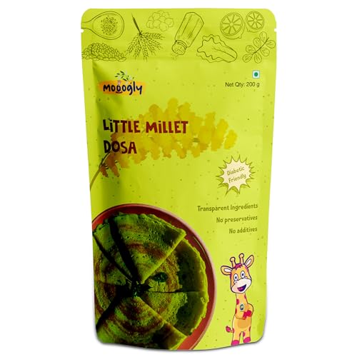 Image of Little Millet Dosa Mix 200g - Instant Breakfast Dosa Mix | No Preservatives | Made with Spinach, Banana Stem & Urad Dal | High Protein, Iron-Rich, Fiber-Packed |No Maida| Ready to Cook Healthy Chilla Mix