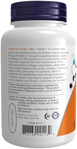 NOW Foods Supplements, (L-Lysine Hydrochloride) 1,000 mg, Double Strength, Amino Acid, 100 Tablets - 2