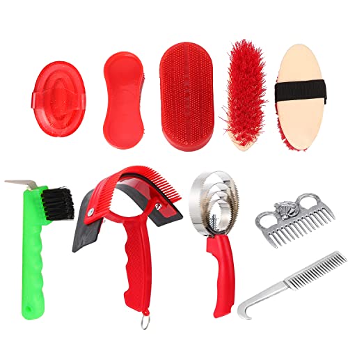 Awagas 10Pcs Horse Cleaning Tool Set, Horse Brushes Kit, Horse Brush Kit, Horse Grooming Brush Set, Horse Grooming Tools Set, Horse Grooming Set Horse Grooming Body Brush Kit For Horse Cleaning #TOP7