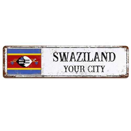 Custom Swaziland Road Signs Swaziland Memorial National Day Metal Sign Rustic Wall Art Farmhouse Business Decorative 4x18 Metal Wall Sign Retro Art Gifts for Son Or Daughter Fade Resistant