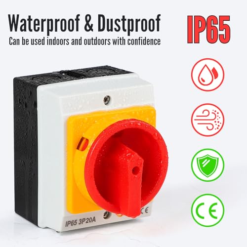 Interrupteur principal 20A boîtier rotatif tripolaire sectionneur circuit IP65 - 5