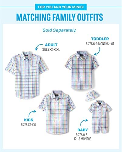 The Children's Place,Family Matching Short Sleeve Button Down Shirt, Dad and Son,Boys,Multi-Ging,4T - 2