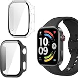 NEWZEROL 2 Pezzi Cover Compatibili per Xiaomi Redmi Watch 6, [AntiGraffio] Vetro Temperato Integrato Custodia per PC, HD Anti Graffio Protezione Totale Custodia - Nero/Trasparente