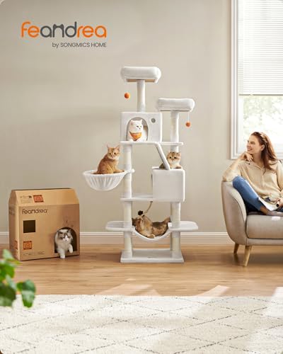 Arbre à chat Feandrea PCT165T01 de 168 cm avec panier et 13 griffoirs