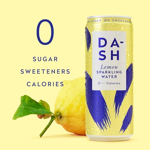 Dash Water Lemon - 12 x Lemon Flavoured Sparkling Spring Water - NO Sugar, NO Sweetener, NO Calories - Infused with Wonky Fruit (12 x 330ml cans)