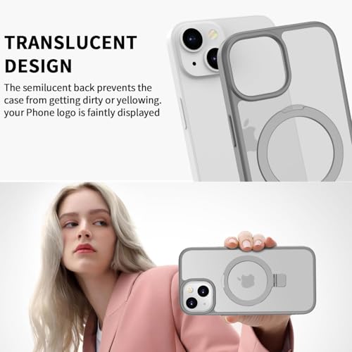 Image of iPhone 15 Magsafe Stand Case | Matte Design & 360 Protection | Military-Grade Apple iPhone 15 Cover | Ultra Premium - Gray