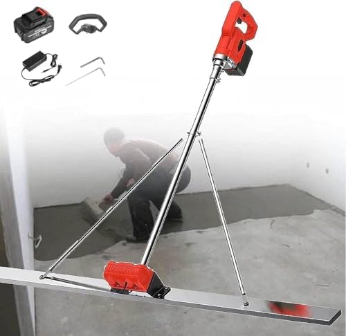 Cordless Electric Concrete Screed Tool Kit, Battery-Powered Vibratory Finisher with Stainless Steel Straight Edge Board, Ideal for Cement Finishing and Leveling