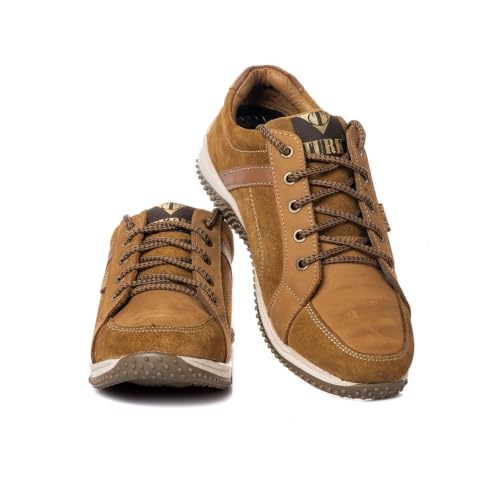 Image of Khadim's Men's Outdoor Leather Hiking Shoes | Durable Lace-Up Trekking & Adventure Footwear | Comfortable Cushioned Insole | High-Grip Sole | All-Terrain Outdoor Walking Shoes