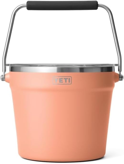 YETI Rambler Beverage Bucket, Double-Wall Vacuum Insulated Ice Bucket with Lid, Lowcountry Peach, 7.6 L