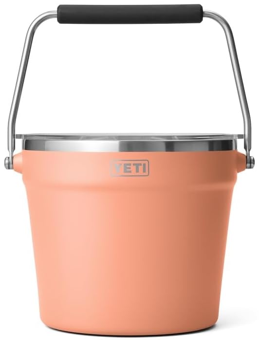 YETI Rambler Beverage Bucket, Double-Wall Vacuum Insulated Ice Bucket with Lid, Lowcountry Peach, 7.6 L