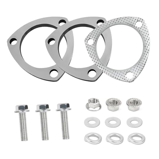 2.5" Exhaust Flange Gasket with 3 Exhaust Bolts Tool Set,Stainless Steel Exhaust Flange Repair Kit for Securing Exhaust System Component,Durable Car Accessories Exhaust Gaskets Kit (2.5")
