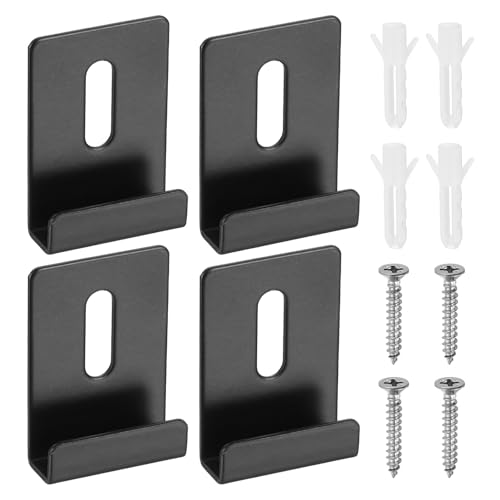 Image of uxcell 4Pcs Metal Mirror Holder Clips, Mirror Hangers Hardware Kit with Screws Large Size for Wall Mounting Frameless Mirrors, Wall Tile, Billboards Display, Black